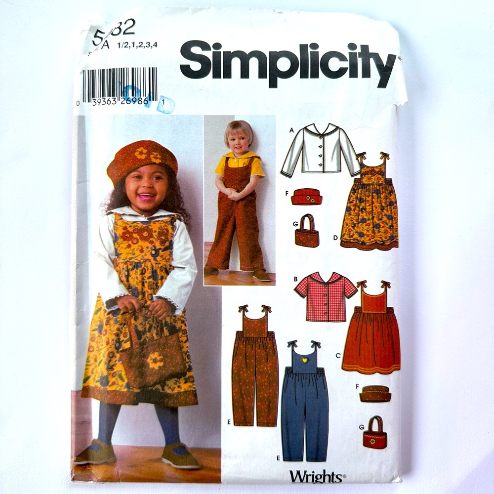 Simplicity 5482 toddler sewing pattern